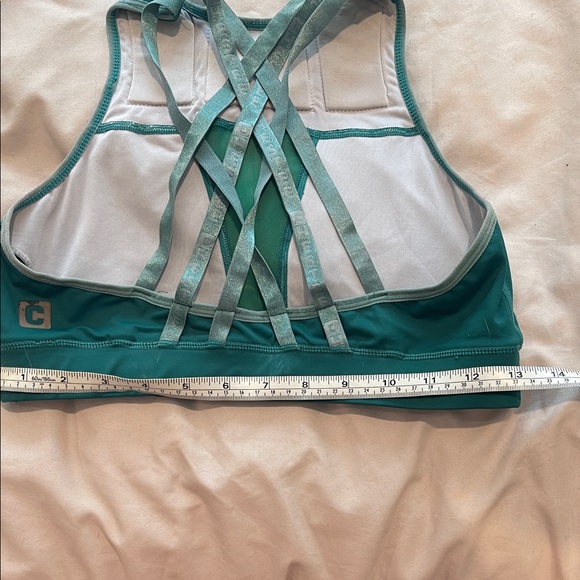 The Chestee Teal High-Neck Sports Bra - Picture 3 of 4